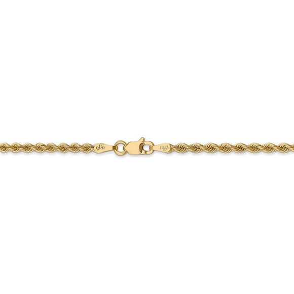 2.5mm, 14k Yellow Gold, Handmade Solid Rope Chain Necklace, 26 Inch - Picture 3 of 7